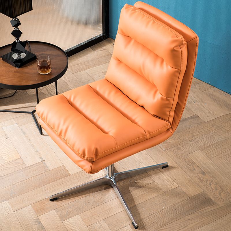 Mid Back Armless Desk Chair Modern Faux Leather Office Chair