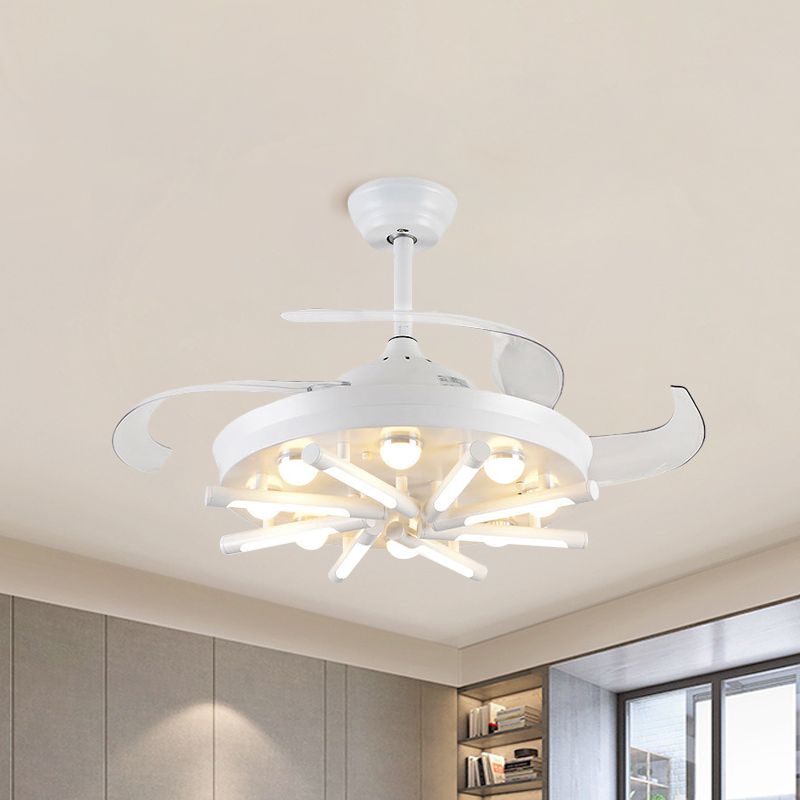 Black/White Round and Linear Semi Flush Metal Vintage 42 "Añapa LED LED LUCE con 3 cuchillas