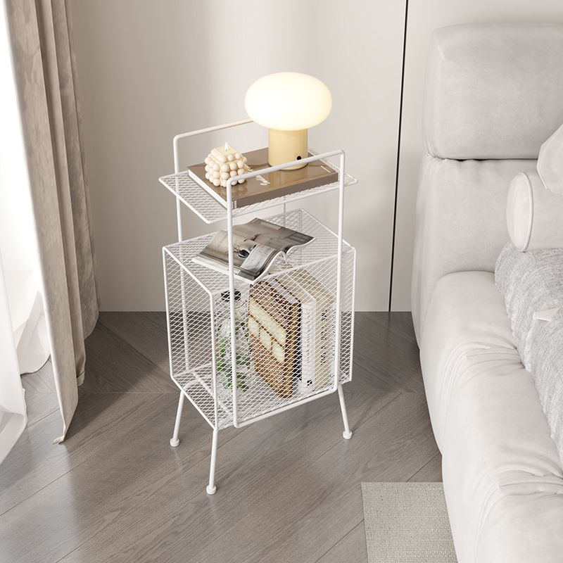 Metal Accent Table Nightstand Shelves Storage Bedside Cabinet for Bedroom