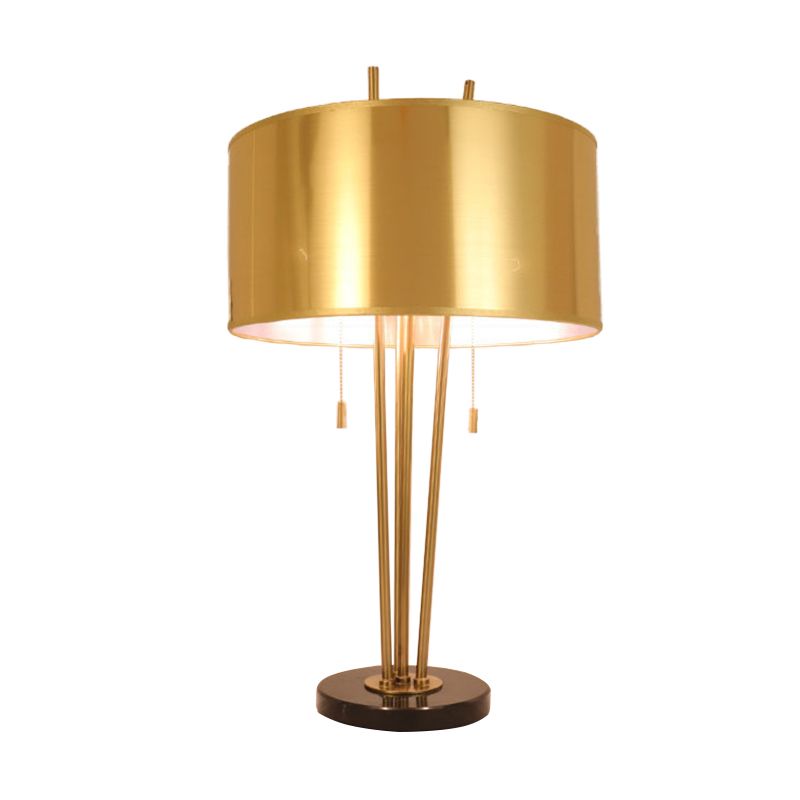 Straight Sided Shade Nightstand Lamp Contemporary Fabric 1 Head Task Lighting in Gold