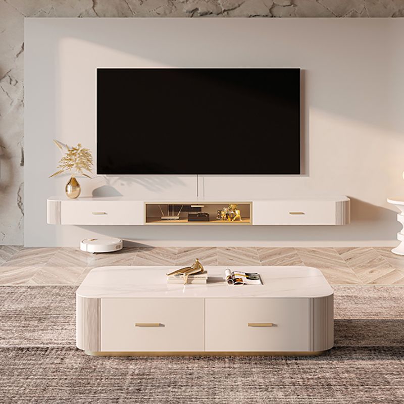 Glam TV Media Stand Wall-mounted TV Media Console with Drawers