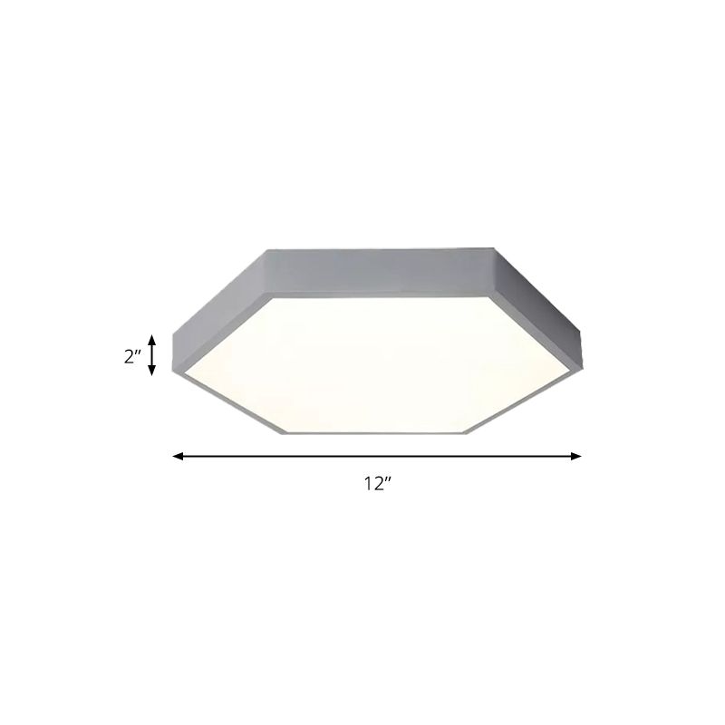 Child Bedroom LED Ceiling Light Modern Macaron Flush Mount Lighting with Hexagon Shade