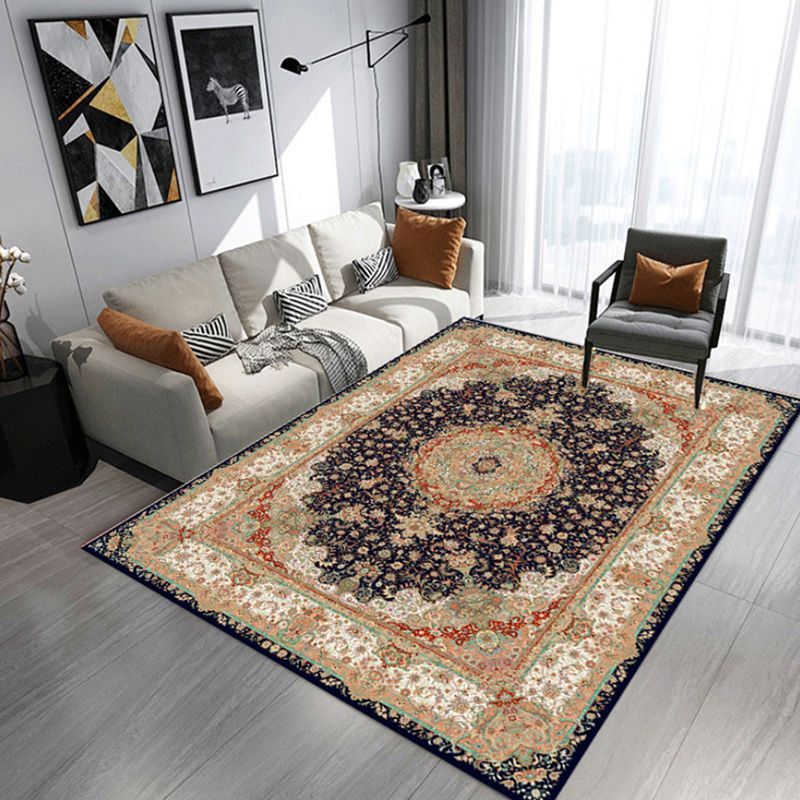 Shabby Chic Moroccan Print Rug Color Mixed Polyester Area Carpet Non-Slip Backing Rug for Living Room