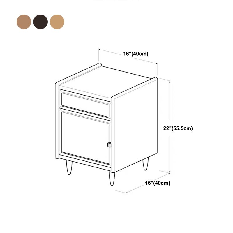 1 Drawer Contemporary Nightstand 1 Door Bedside Cabinet  ,22" Tall