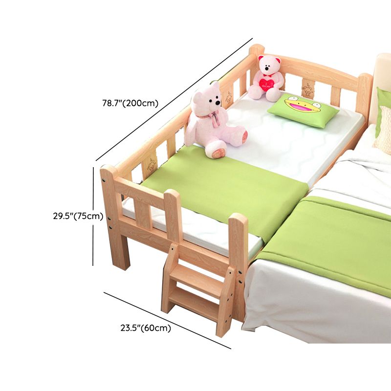 Modern Wooden Nursery Bed Solid Color Rectangle Crib with Storage