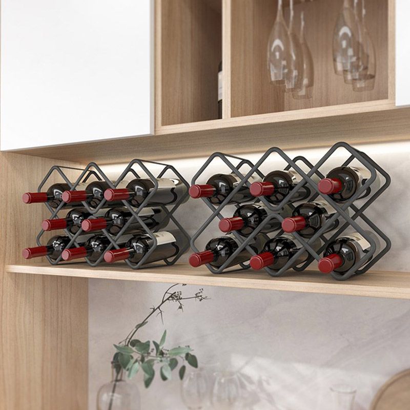 Modern Simple Tabletop Wine Rack Metal Frame Wine Bottle Rack for Kitchen