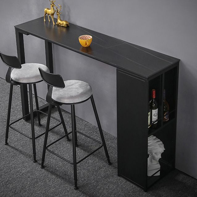 Gray White and Black Modern Style Bar Table in Marble and Metal Milk Tea Shop Bar Table