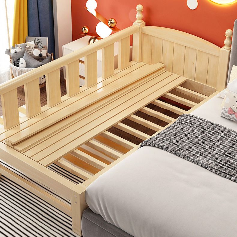 Solid Wood Washed Natural Nursery Bed Contemporary with Guardrail