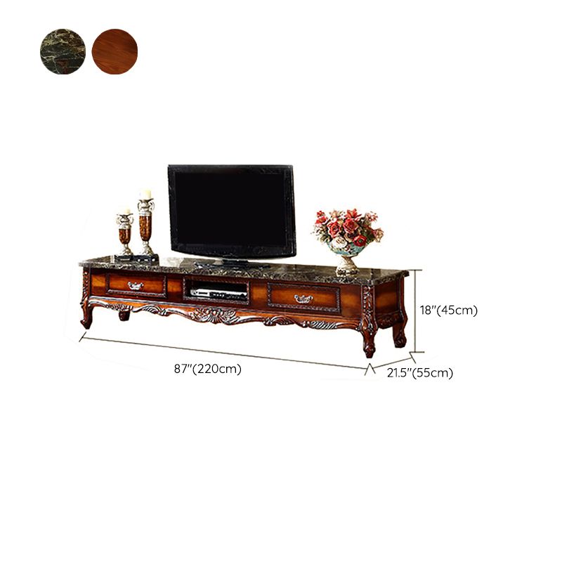 Solid Wood TV Media Console Open Storage Media Console TV Stand with Drawers