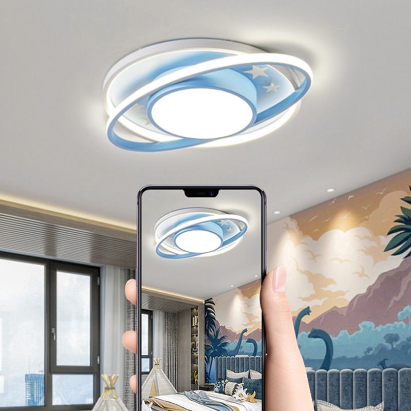 Metal Geometric Shape Flush Mount Light Lovely Colorful LED Ceiling Light for Kid's Room