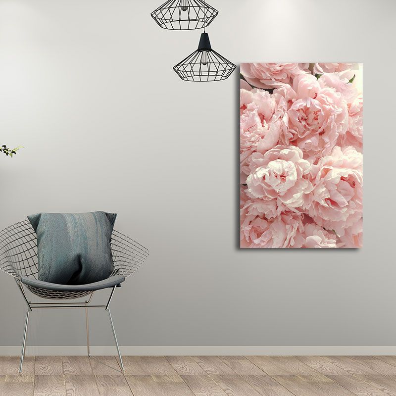 Flower Canvas Wall Art Textured Nordic Girls Bedroom Wall Decoration in Soft Color