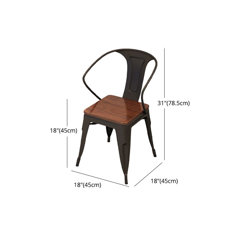 Slat Back Stackable Side Chair Industrial Style Dining Side Chair