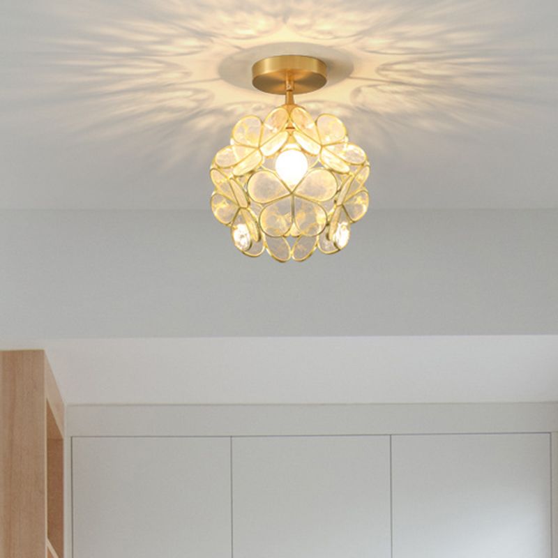 Modern Ceiling Light 1-Light Ceiling Mount Light with Glass Shade for Aisle