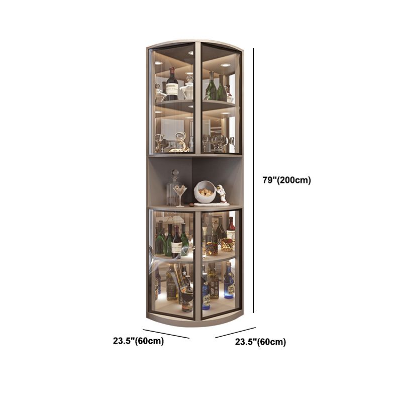 Modern Corner Unit Wood Curio Cabinet Glass Doors Storage Cabinet for Bathroom