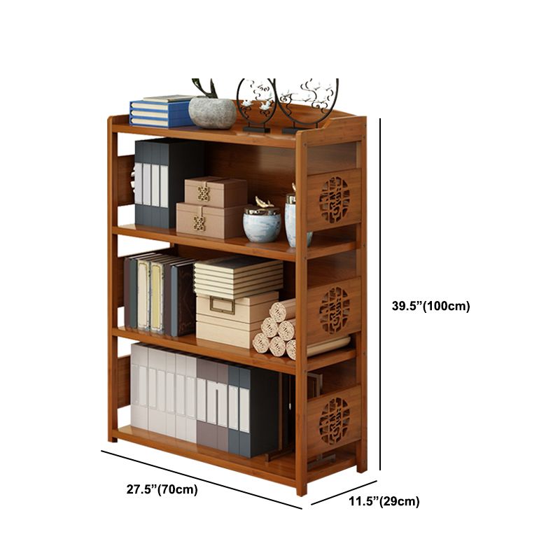 Contemporary Brown Book Shelf Office Open Shelf Bookcase with Drawers