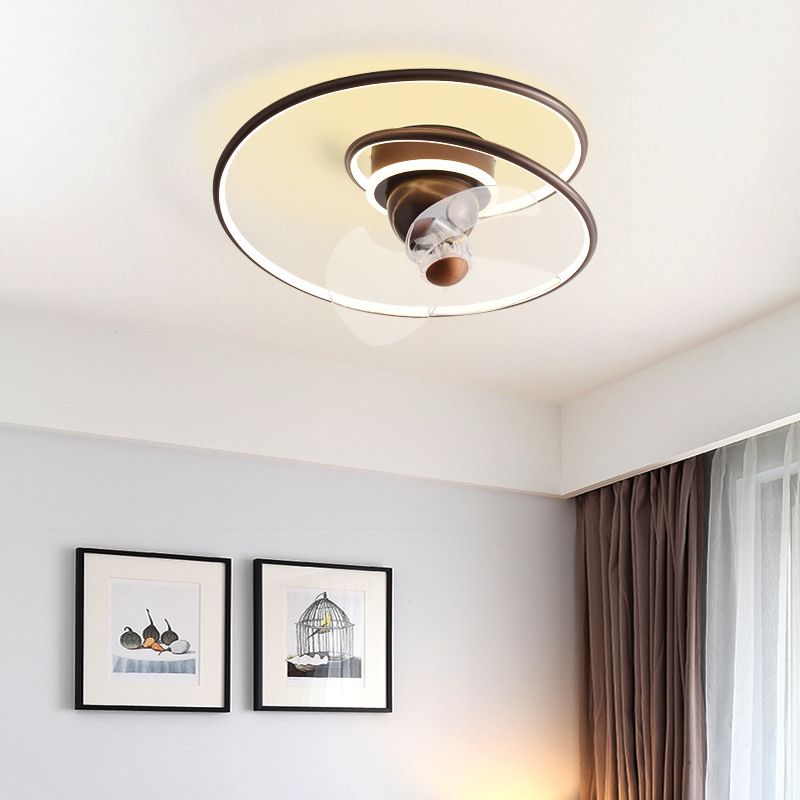 Contemporary Golden/Black/Brown Ceiling Fan Lamp LED Unique Ceiling Fan Light for Bedroom