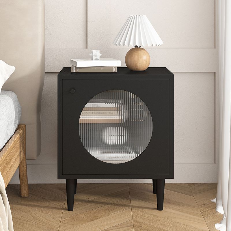 Contemporary Metal Accent Table Nightstand 1 Door Bedside Cabinet