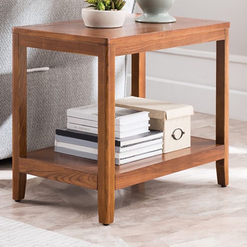 Modern Wood Side Table with no Wheels and Drawers for Living Room