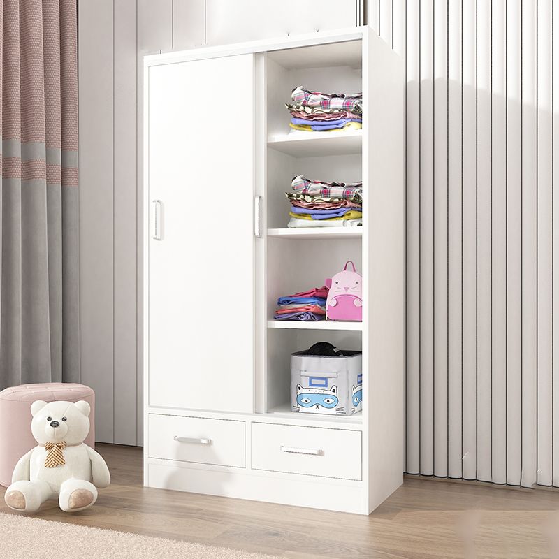 Manufactured Wood Kid's Wardrobe Contemporary White Kids Closet with Garment Rod