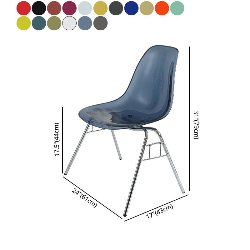 Industrial Style Armless Side Chairs Solid Back Plastic Dining Chair for Home