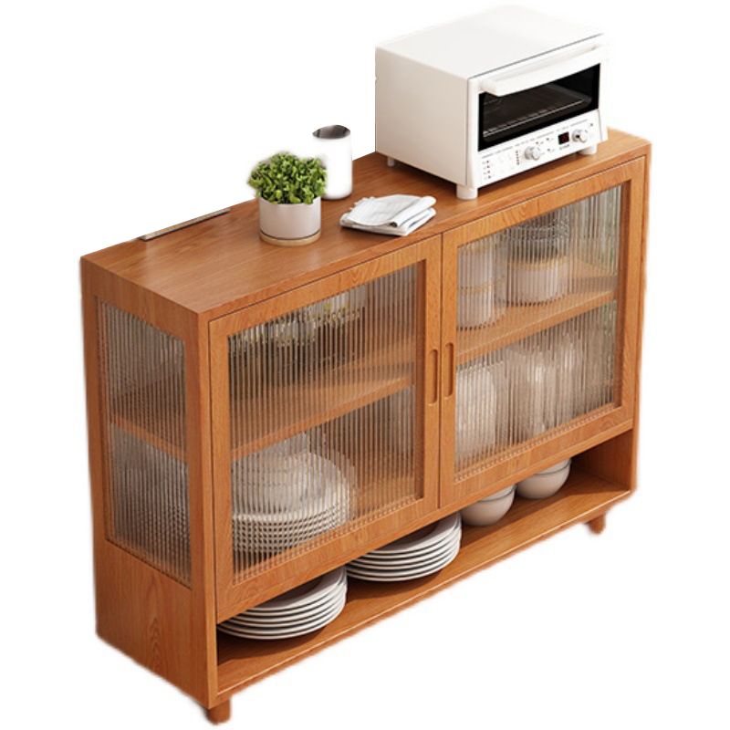 Brown Solid Wood Buffet Server Contemporary Dining Server for Kitchen