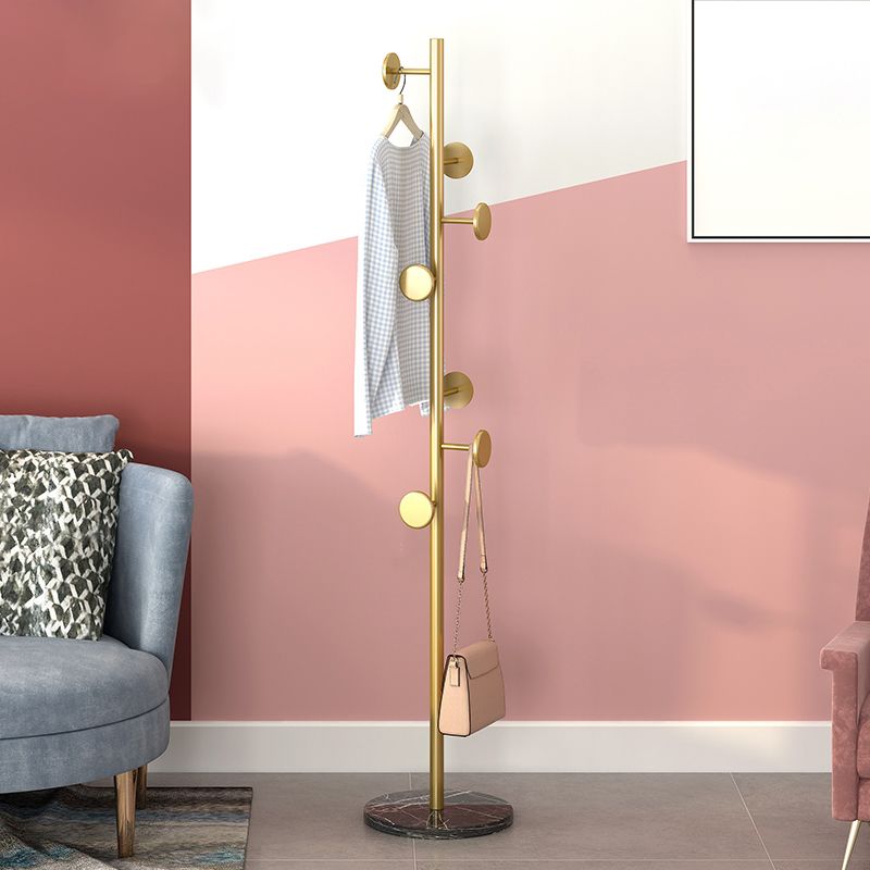 Contemporary Coat Hanger Metal Marble Detached Floor Coat Rack Living Room