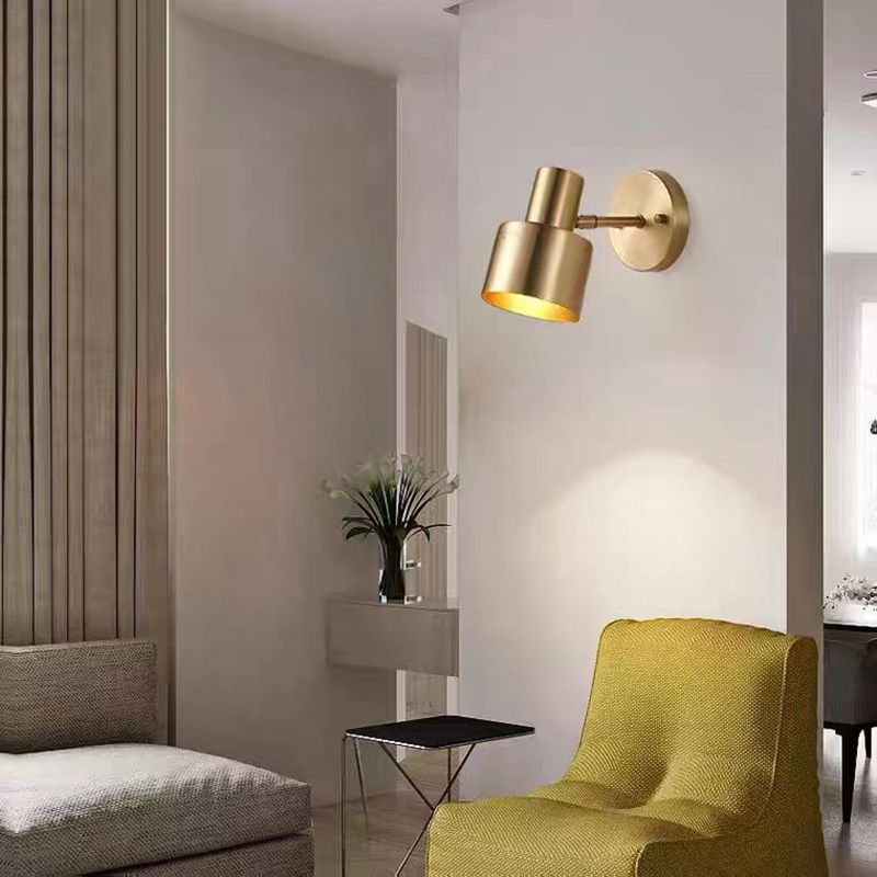 Modern Wall Sconce Cylinder Shape Vanity Lamp with Metal Shade for Bathroom