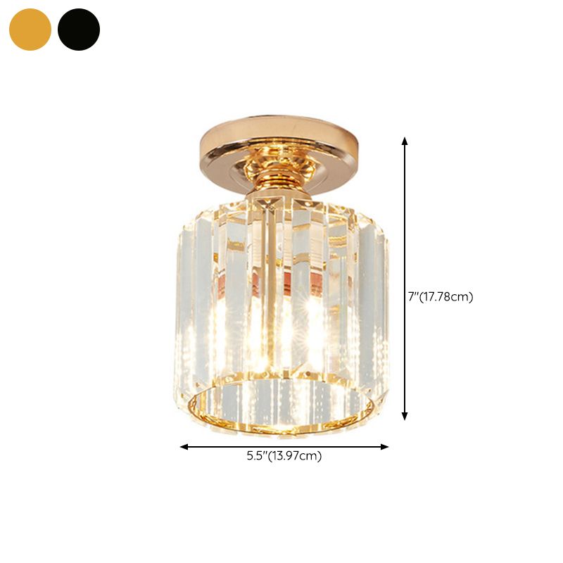 1-Light Ceiling Light Modern Ceiling Mount Light with Crystal Shade for Bedroom