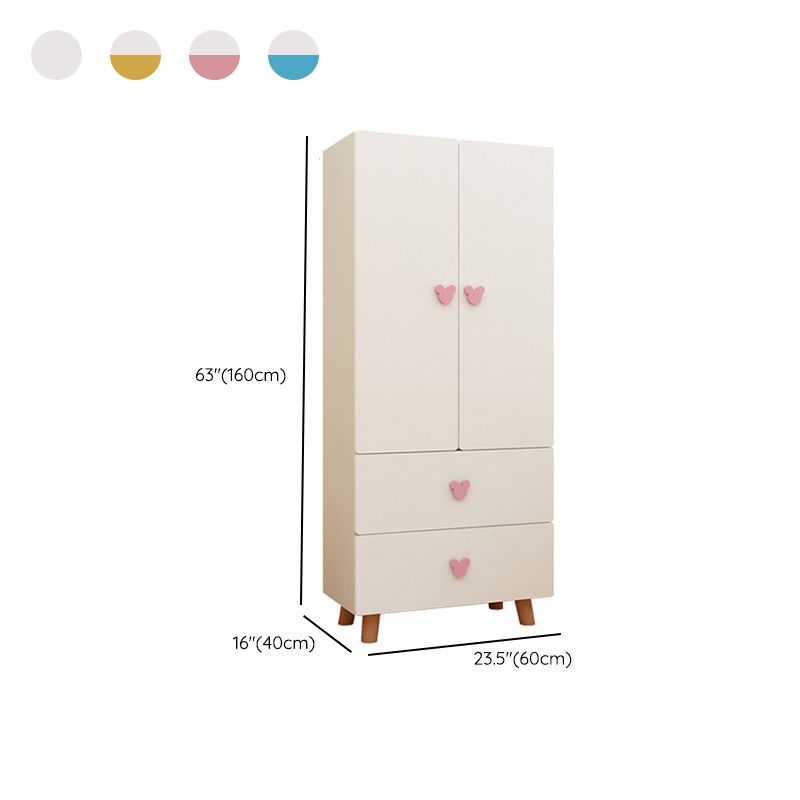 Modern Pink Kids Closet Wooden High Gloss 1-Drawer Kid's Wardrobe