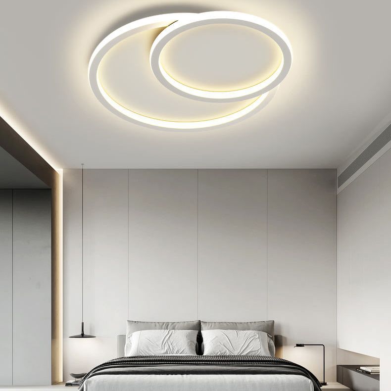 White Circular Flush Mount in Modern Minimalist Acrylic LED Ceiling Light for Bedroom