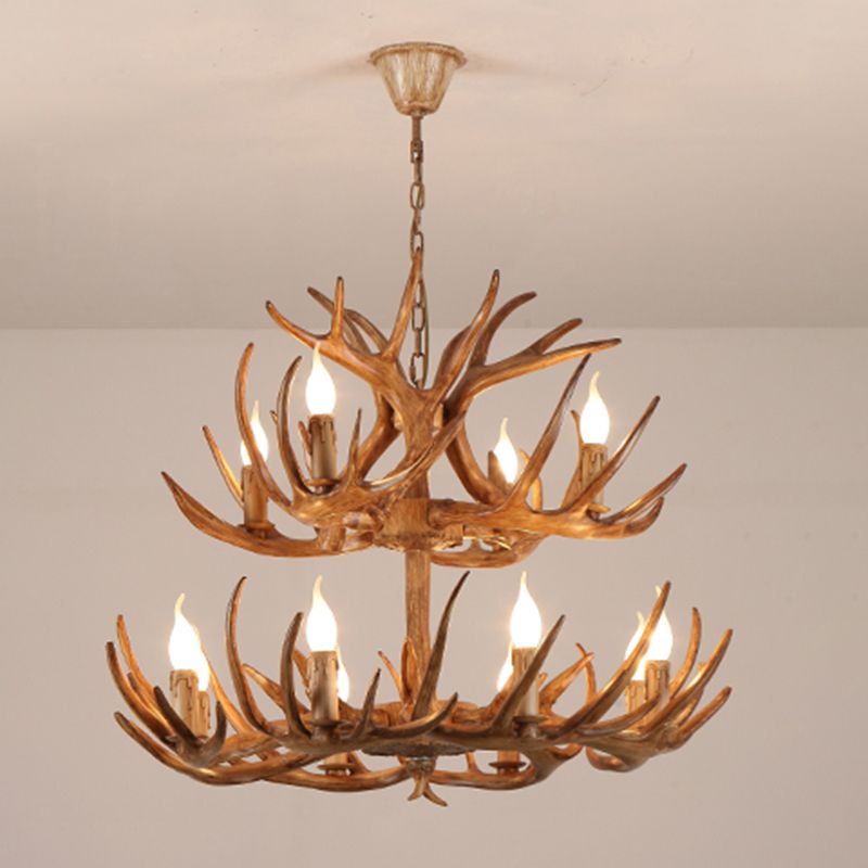 American Chandelier Resin Antler Shape Chandelier Pendant for Restaurant