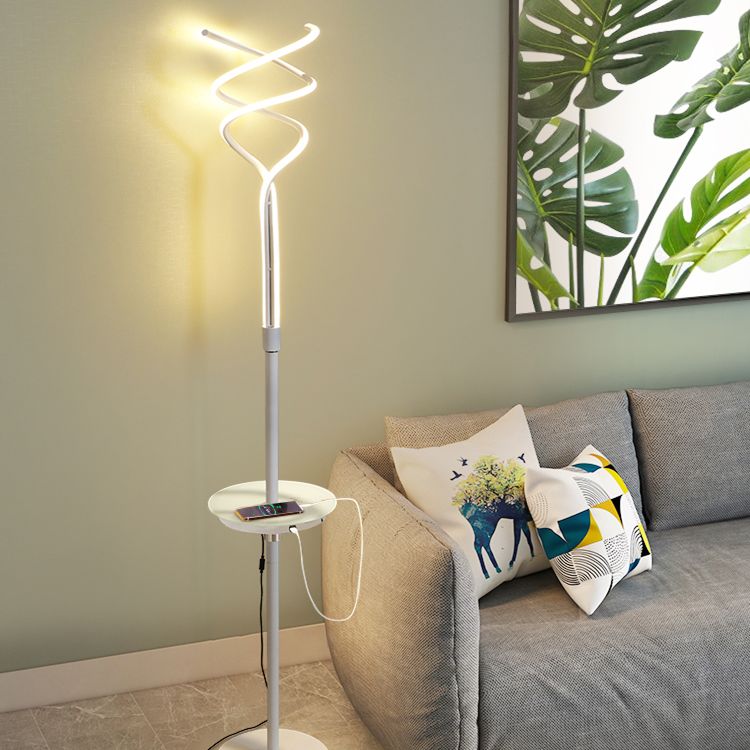 Spiral Linear Acrylic Floor Lamp Minimalist LED Standing Light for Living Room