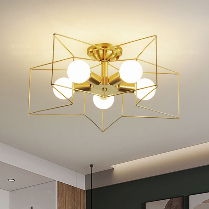 Industrial Star Semi Flush Mount Ceiling Fixture Metal Semi Flush Ceiling Lights for Bedroom