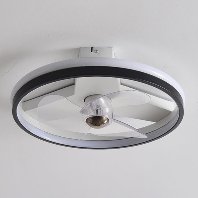 Modernism Single White/Black Ceiling Fan Lamp LED Ceiling Fan Light for Bedroom