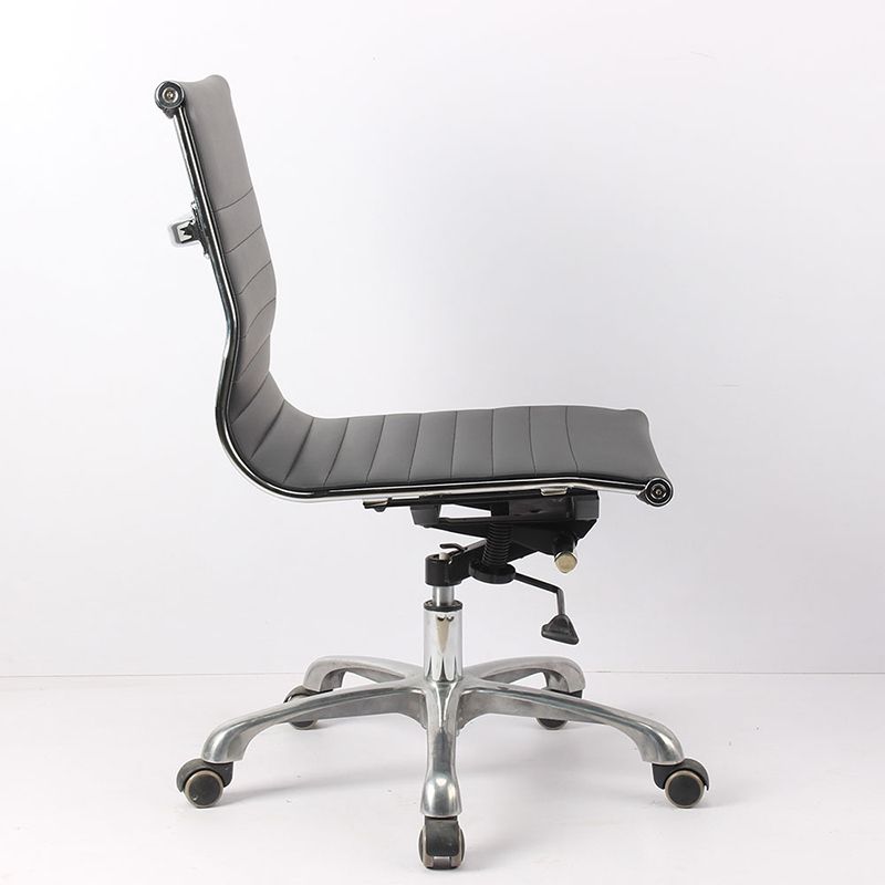 Modern Black Office Chair Adjustable Seat Height Faux Leather Desk Chair with Wheels