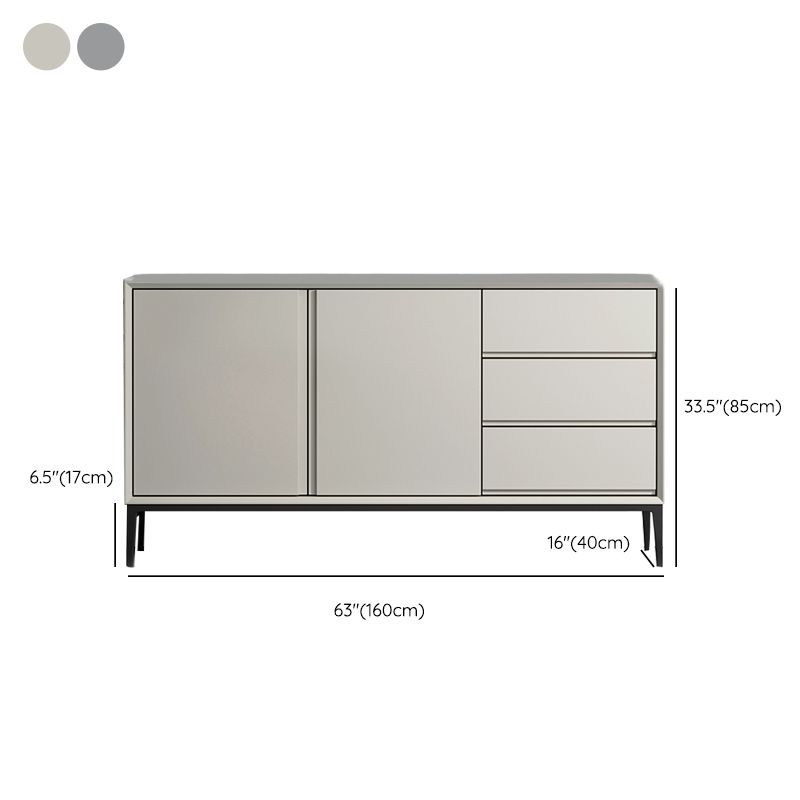 Contemporary Stone Top Sideboard 3 Drawers 2 Doors Sideboard for Living Room