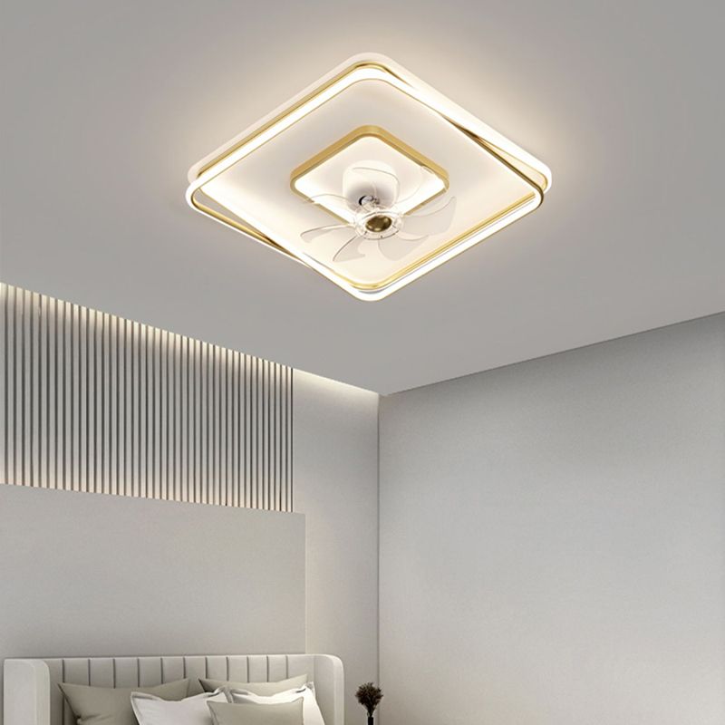 Geometric LED Ceiling Fan Light in Gold Finish Modern Fan Light Ceiling