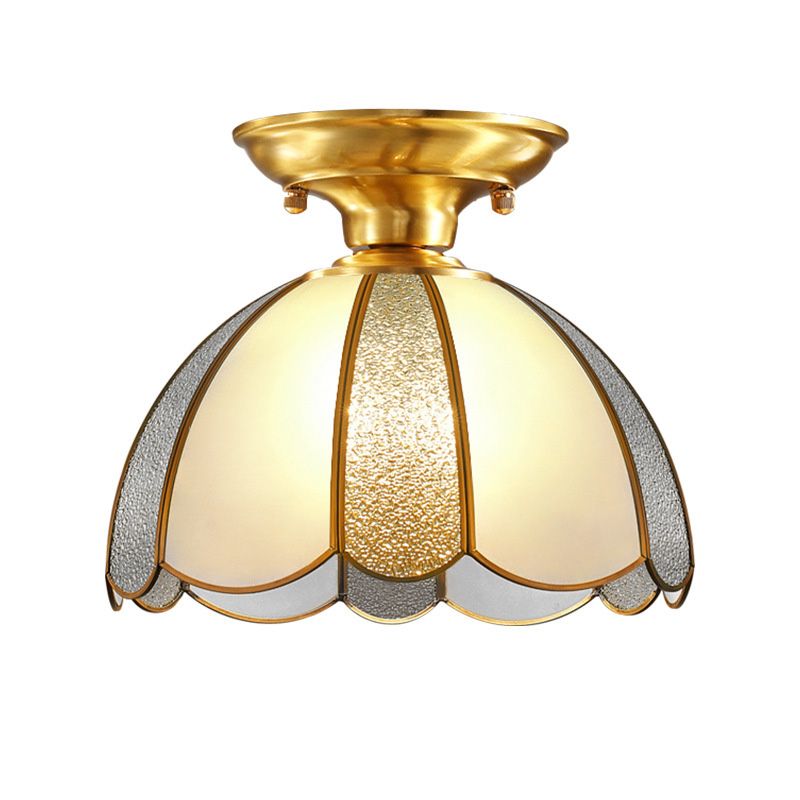 Bowl Ceiling Mounted Fixture Simplistic Gold Glass Close to Ceiling Lighting Fixture