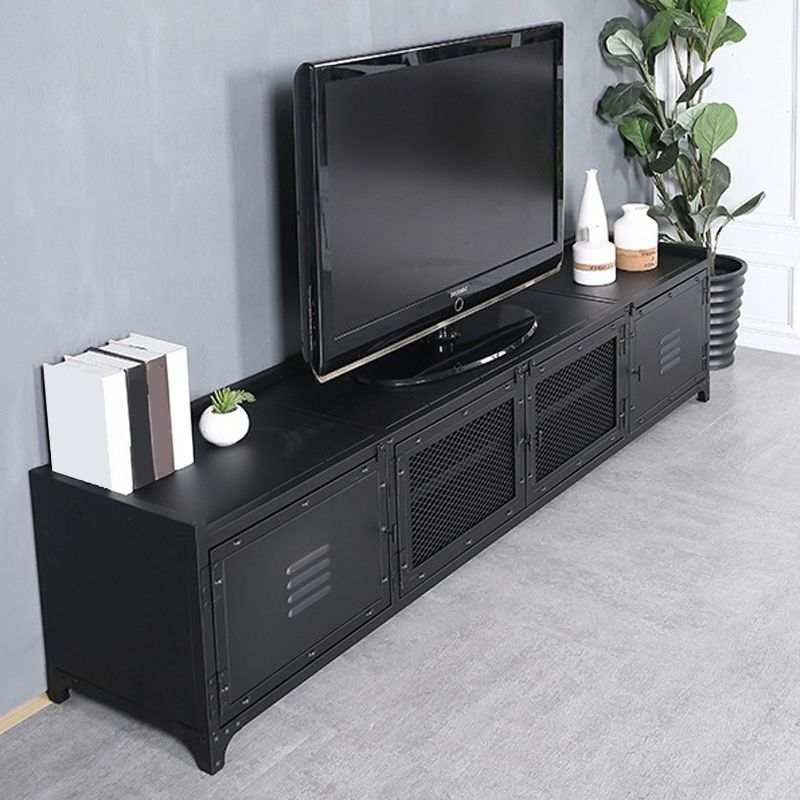 Contemporary Iron TV Stand Enclosed Storage TV Media Console with Legs for Living Room