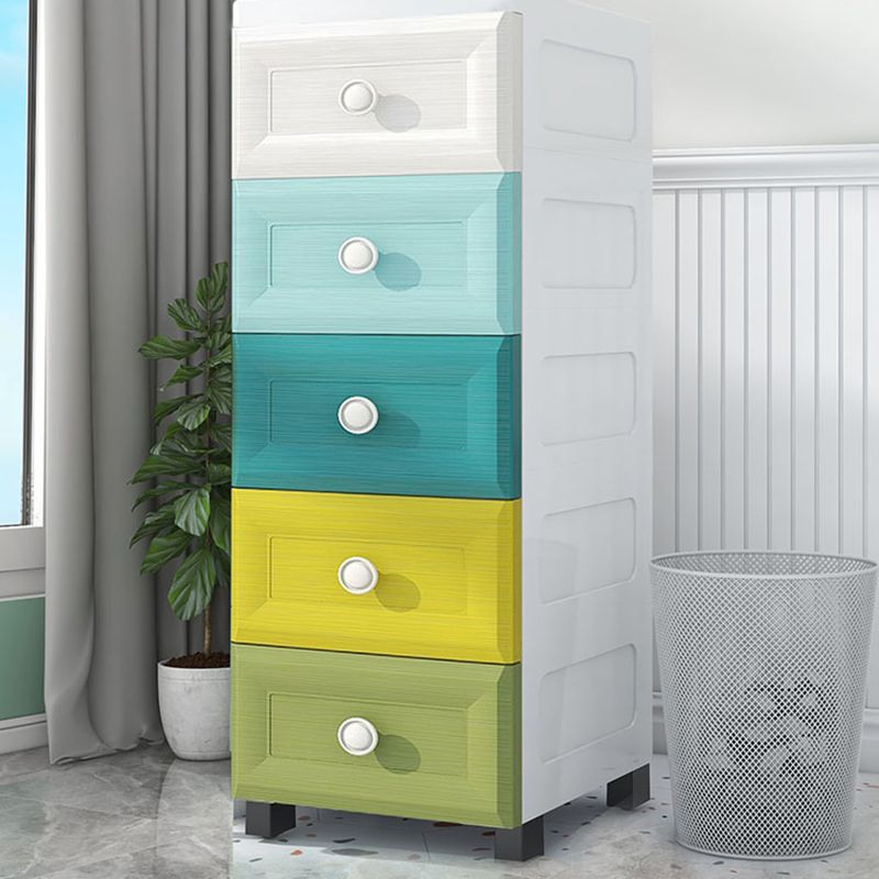 Scandinavian Plastic Kids Dresser Set Vertical Nursery Dresser with Drawers for Home