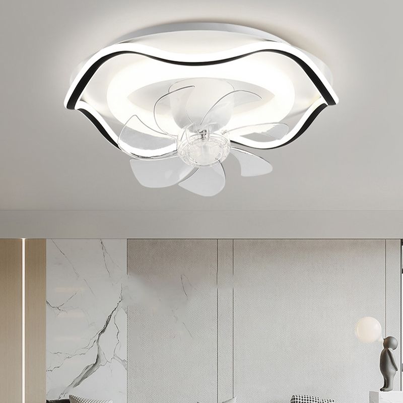 Modern 2-Light Polished Ceiling Fan Lamp LED Shaded Ceiling Fan Light for Dining Room