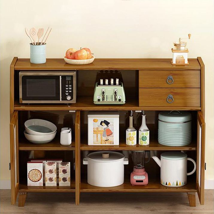 Modern Bamboo 37.4"H Sideboard Buffet Dining Room Buffet Server in Brown