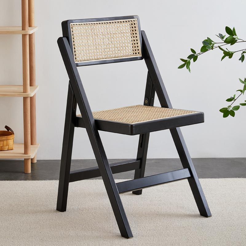 Traditional Folding Rattan Side Chair Wood Dining Side Chair