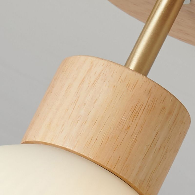 Modern Simple Wooden Ceiling Lamp Dome Shape Ceiling Light for Bedroom