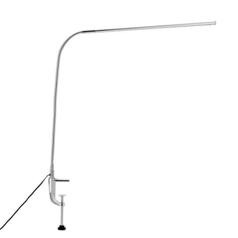 Adjustable Linear Metal Task Lamp Modern LED Silver Desk Light with Clamp for Study Room