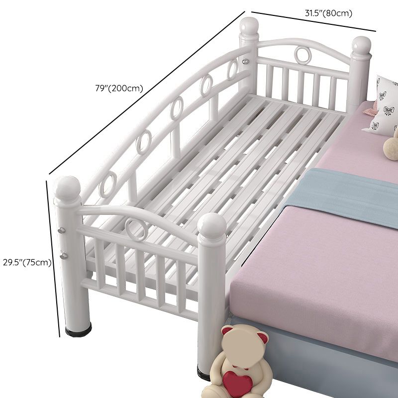 Contemporary Metal Standard Bed Open-Frame with Guardrail Kids Bed