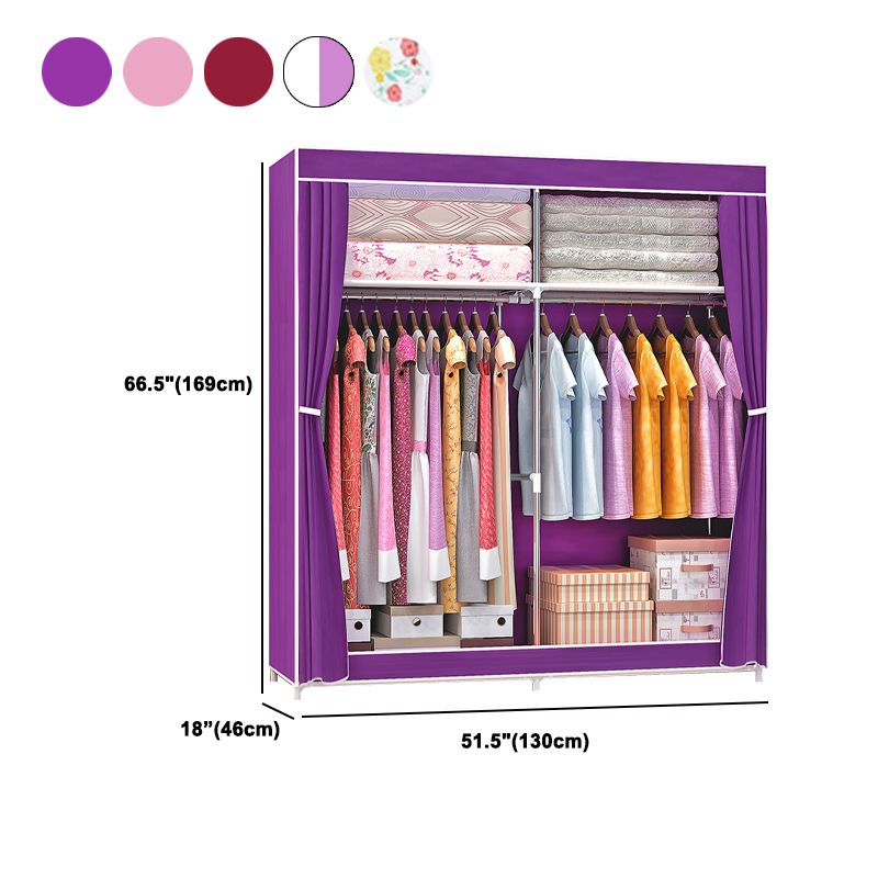 Metal Frame Home Wardrobe Modern Style Wardrobe Armoire with Shelves