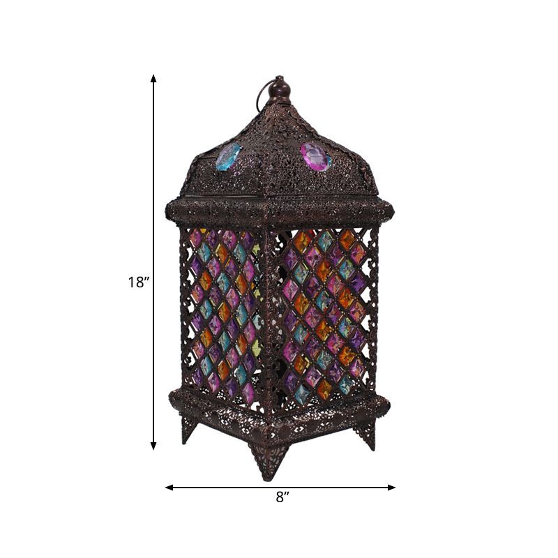 Metal Black/Brass Night Table Light Pavilion 1 Light Bohemian Nightstand Lamp for Bedroom