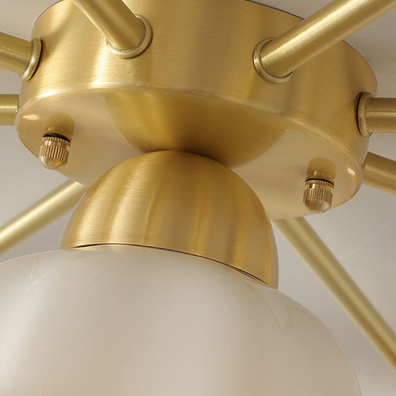 Contemporary Ceiling Lighting Gold and White Ceiling Mount Chandelier for Living Room