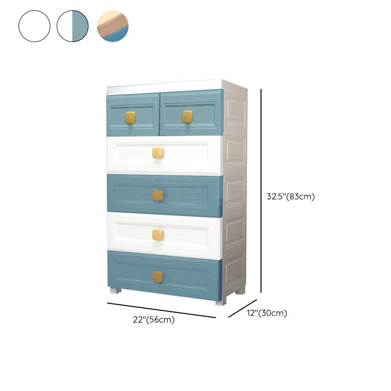 Modern Nursery Dresser Chest Plastic Kids Nightstand with 5/6 Drawers